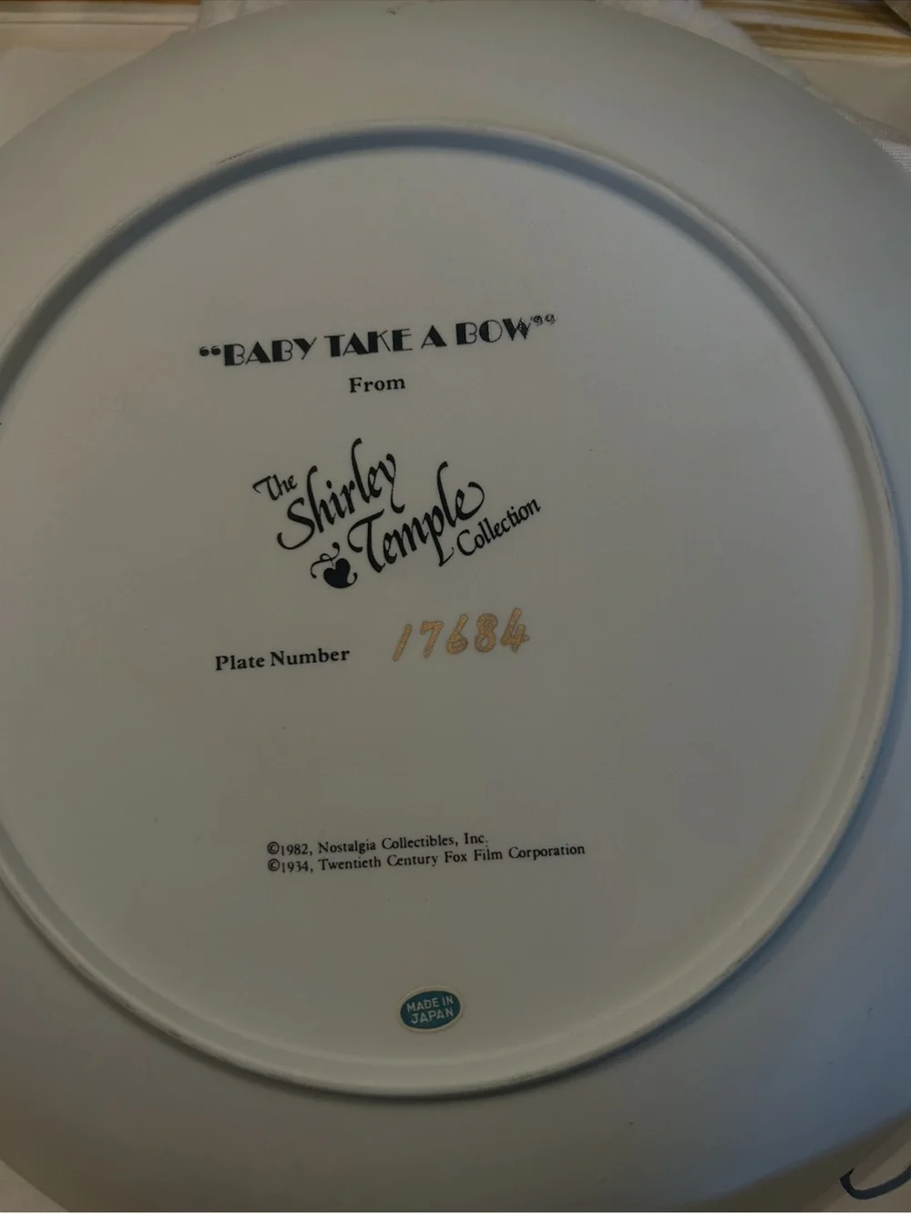 Shirley Temple  Collector  Plate